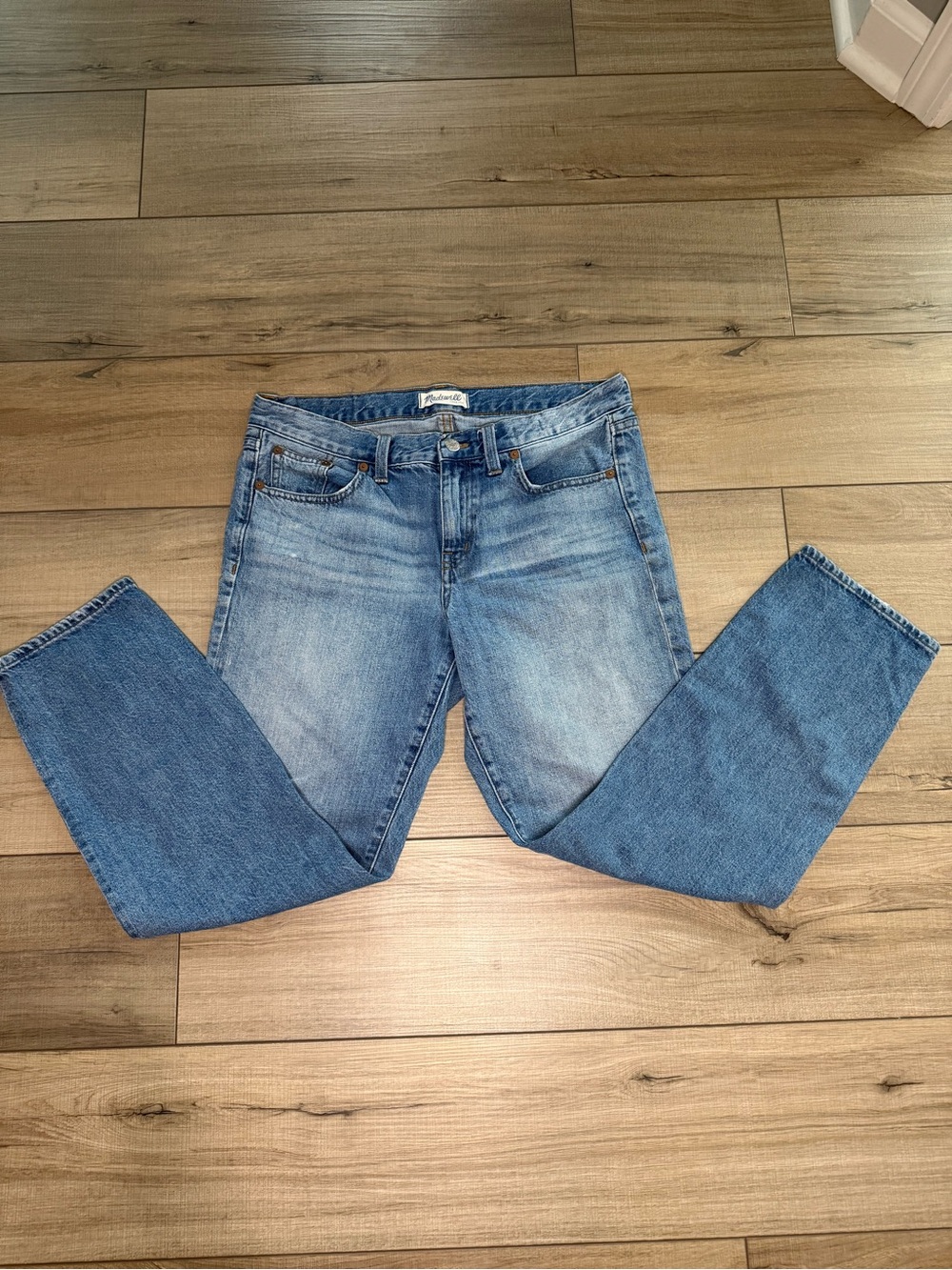 Madewell Boyjean Jeans 28 High Rise Straight Relaxed Medium Wash Denim